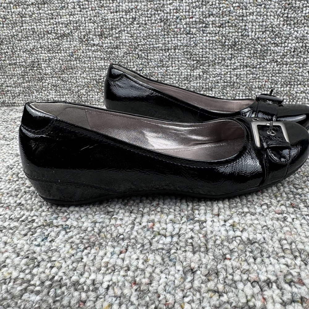 ECCO Abelone Size 40 US 9-9.5 Slip On Shoes Comfort Black Patent Leather Buckle - Picture 2 of 13